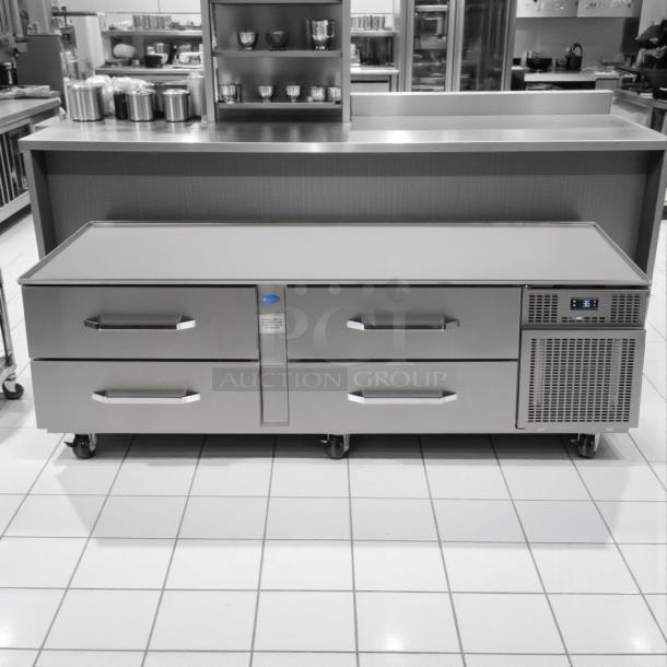 Randell 20105SC-32-6 refrigerated chef base, six-drawer, great condition, tested, 115v, stainless steel, commercial use.