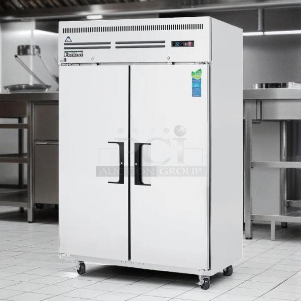 Everest Refrigeration ESR2 49 5/8" reach-in refrigerator, two solid doors, excellent condition, 115v, tested and working.