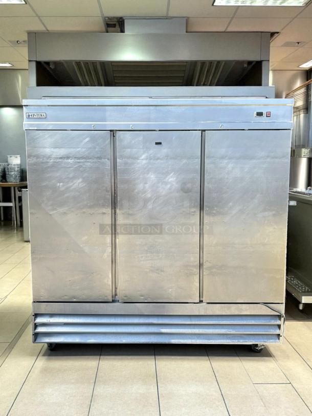 Kintera KBM3F freezer, three-section, 81", stainless steel, bottom-mount, tested and working, excellent condition.