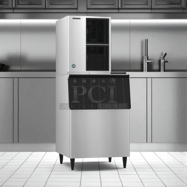 Hoshizaki KM-515MAH crescent cuber icemaker, air-cooled, 115v, tested and working. Stainless steel exterior, excellent condition.