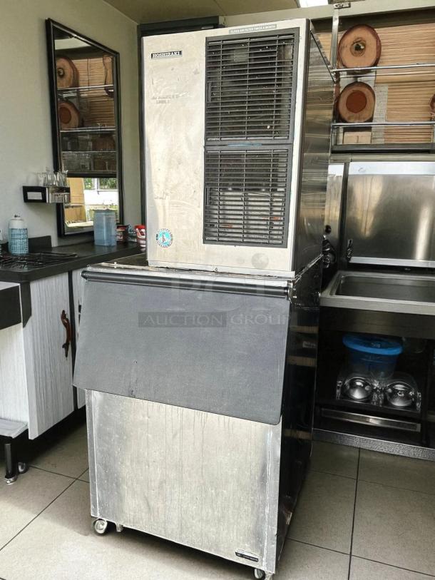 Hoshizaki KM-515MAH icemaker, air-cooled, 115v, crescent cuber, tested and working condition, stainless steel exterior.