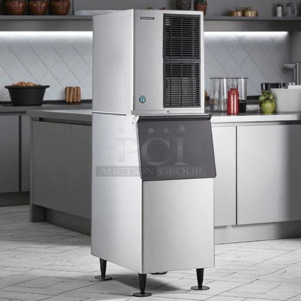 Hoshizaki KM-350MAJ ice machine, 22" air-cooled, crescent ice, 115V, 1 phase, 489 lb. Tested, working, stainless steel.