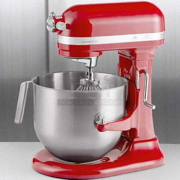 KitchenAid Professional 6000 HD KSM6573CCU Stand Mixer, red, 6-quart stainless steel bowl, tested, working condition.
