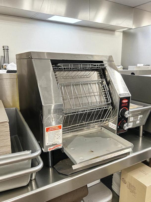 Hatco TRH-60 Toast-Rite conveyor toaster, excellent condition, tested, 10 slices/min, 240V, visible operating instructions.