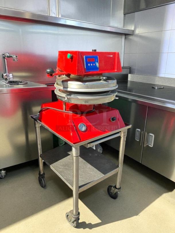 Proluxe DP2300 12" Semi-Automatic Pizza Press, 115V, tested and working. Red finish, digital control panel. Stand not included.