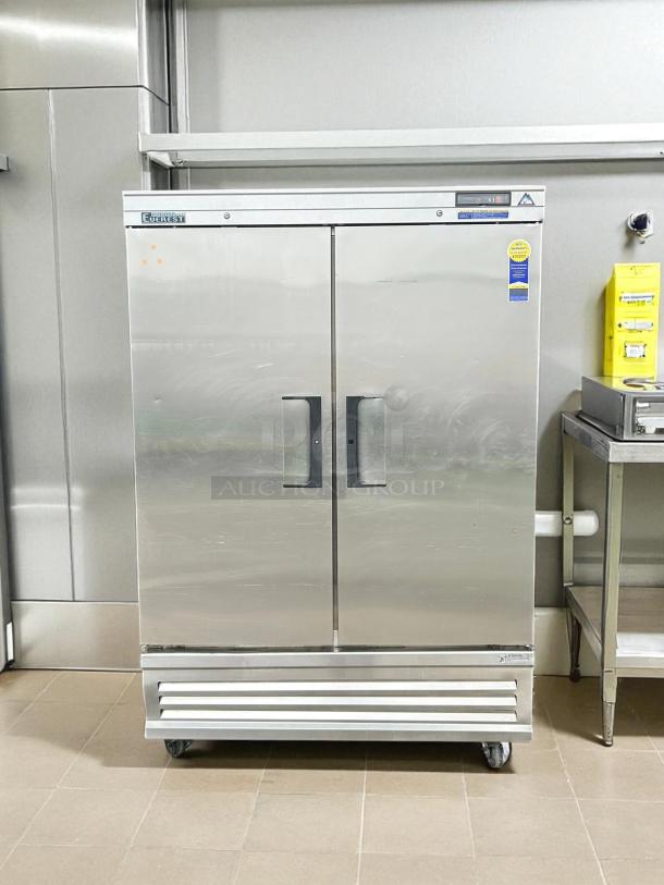 Everest Refrigeration EBR2 54" two-section refrigerator with solid left/right hinge doors, stainless steel, tested, 115v.