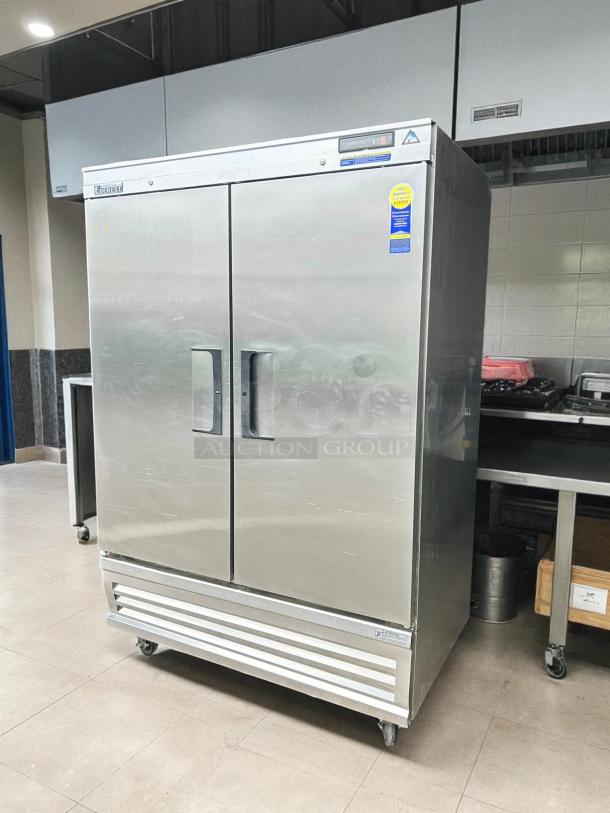 Everest Refrigeration EBR2, 54" reach-in refrigerator, two solid doors, left/right hinges, excellent condition, tested working.