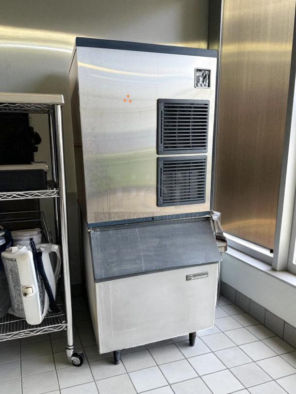 Blue Air Model BLMI-850A ice machine in excellent condition, with bin, fully tested and working, stainless steel finish.