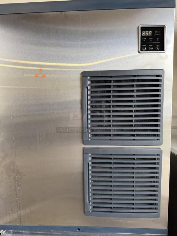 Blue Air Model BLMI-850A ice machine, stainless steel, digital display, excellent condition, fully tested, 850lb capacity.