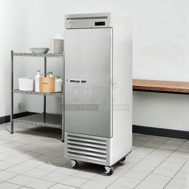 Blue Air BSF23-HC one door freezer, stainless steel, excellent condition, tested and working, on casters.