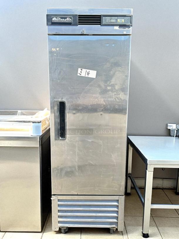 Blue Air BSF23-HC one door freezer, stainless steel, tested working, model BSSF23, visible label "Lot 14".