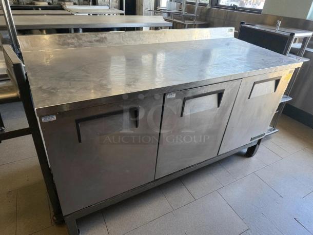 True TWT-72-HC 72" worktop refrigerator in excellent condition, 3 sections, stainless steel, tested and working, 115v.