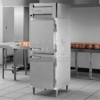 McCall MDL 1-102001 single door reach-in refrigerator, stainless steel, great condition, tested and working.