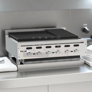 Vulcan VCRB36 36" radiant charbroiler, natural gas, stainless steel, tested and working condition, visible brand logo.