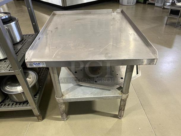 GSW USA ES-S3024 equipment stand, 24"W x 30"D x 24"H, stainless steel, great condition, visible GSW label.