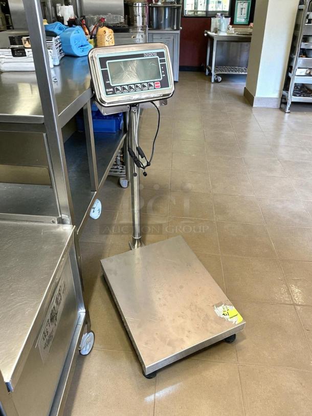 Uline H-5836 washdown platform scale, 100 lbs capacity, excellent condition, tested and working, with digital display.