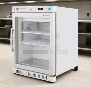 Turbo Air TSU-4RW-N6 countertop refrigerator, open door, shelves, white exterior, digital display, tested and working.