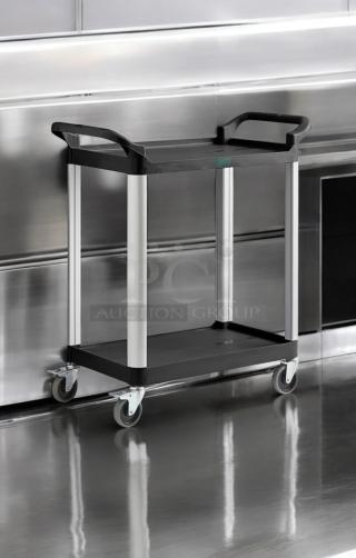 Brand New Cambro BC230KD 2-Shelf Utility Cart; heavy-duty plastic and aluminum; fully assembled.