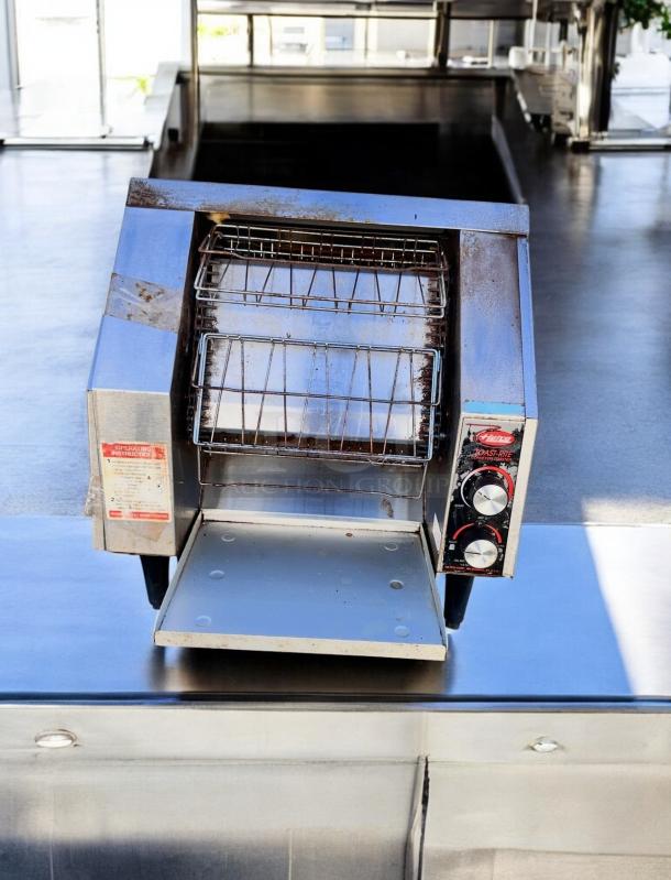 Hatco TRH-60 Toast-Rite Conveyor Toaster, 208V, top-tier condition, stainless steel, tested and working, operational dials shown.