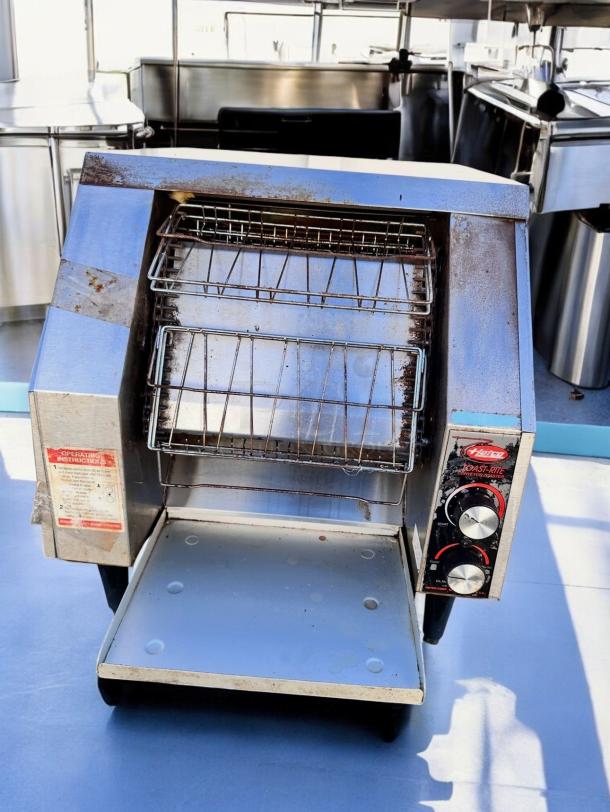 Hatco TRH-60 Toast-Rite Conveyor Toaster, 208V, stainless steel, fully tested, visible controls and instruction label, top-tier condition.