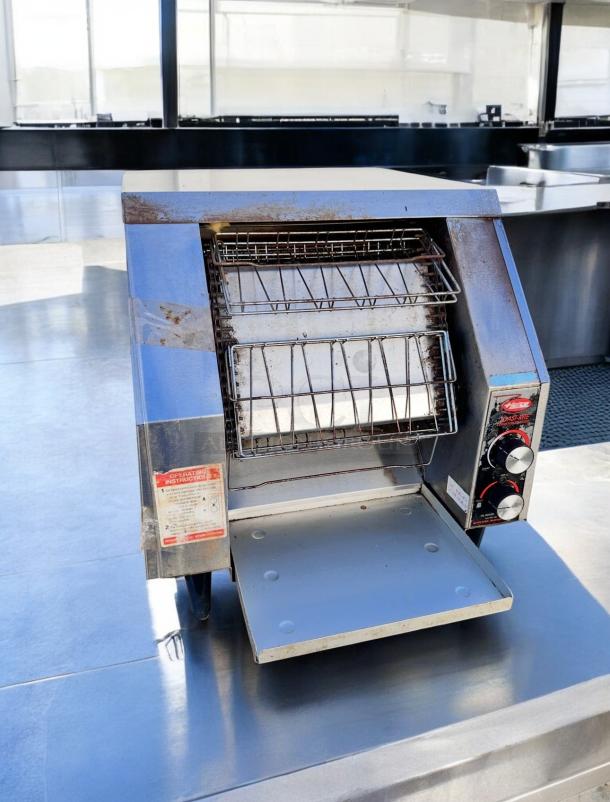 Hatco TRH-60 Toast-Rite Conveyor Toaster, 208V, in top-tier condition, fully tested and working, features control panel and operating instructions label.