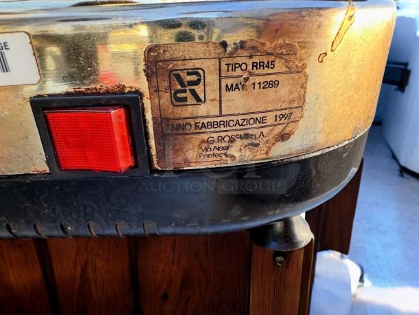 Conti Professional On-Demand Espresso Coffee Grinder, superb condition, red switch, Italian make, visible wear on label.