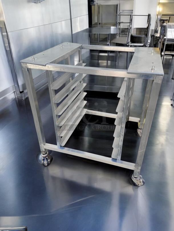 Commercial Grade Open-Frame Stainless Steel Pan Rack Stand, heavy-duty construction, outstanding condition, fully tested.