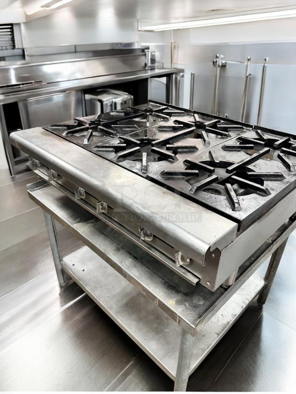 Imperial 6-burner gas hot plate in superb condition, fully tested and working, model by Imperial Commercial Cooking Equipment.