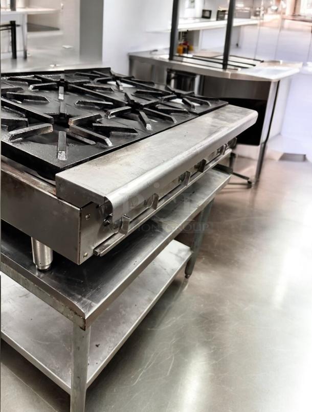 Imperial 6-burner gas hot plate range, superb condition, stainless steel, tested and working, countertop model.