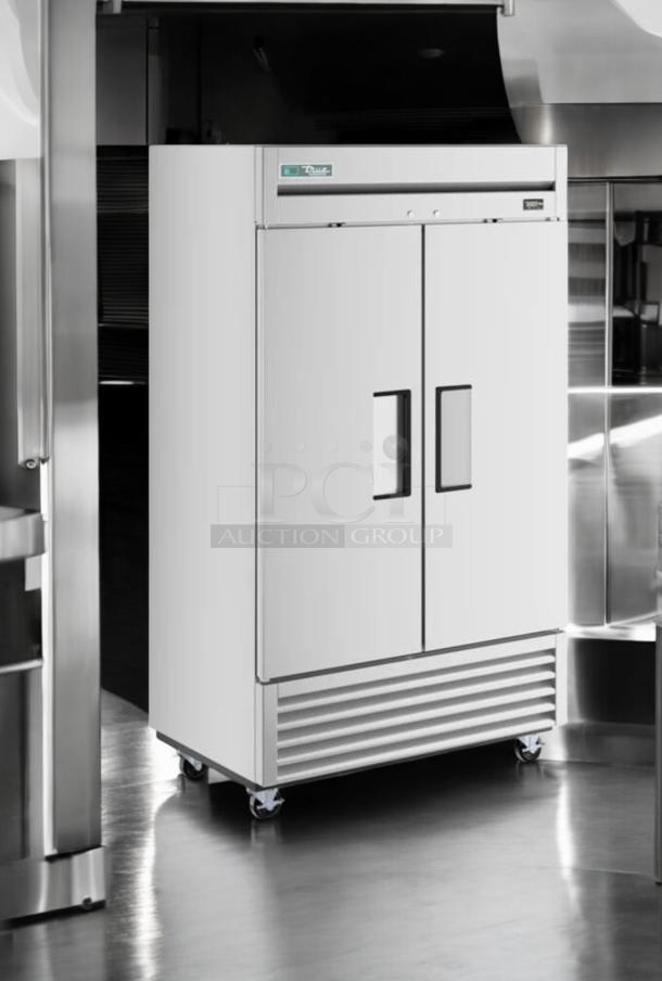 True T-43-HC Double Door Refrigerator, superb condition, 115V, fully tested, stainless steel, commercial model.