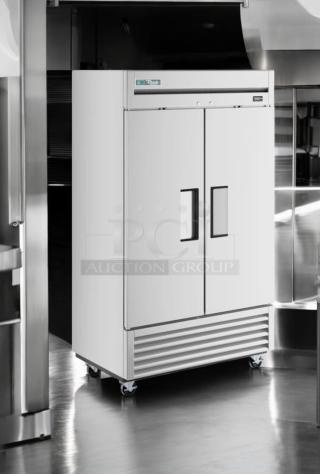True T-43-HC Double Door Refrigerator, superb condition, 115V, fully tested, stainless steel, commercial model.
