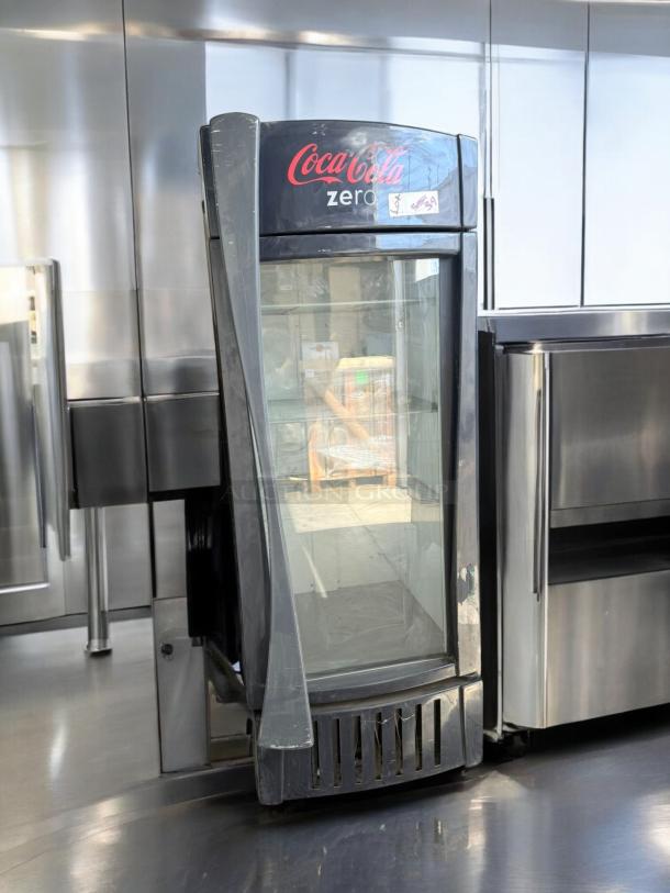 True GDM-26 Coca-Cola Zero glass door refrigerator, great condition, fully tested, 115V, by True Manufacturing Co.