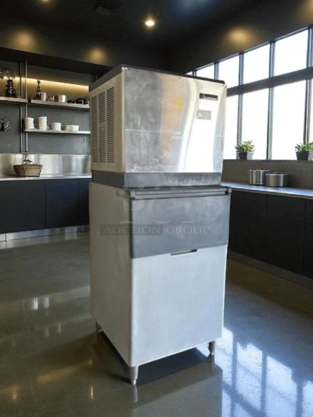 Scotsman CME1056AS commercial ice maker, superb condition, tested, 208/230V, stainless steel, modular cube model.