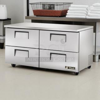 True TUC-60D-4-HC undercounter refrigerator, 60", four drawers, excellent condition, 16 cu. ft. capacity, tested and working.