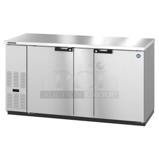 Brand new Hoshizaki BB69-S stainless steel 2-door bar cooler, 115V, 1 phase, in original packaging, ideal for commercial use.
