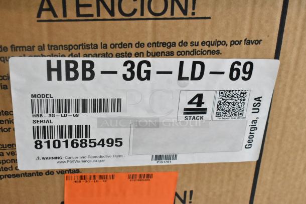 New Hoshizaki HBB-3G-LD-69 back bar cooler in box. Includes model label, 115V, 1 phase, serial 8101685495.