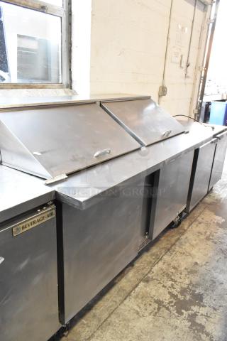 Beverage Air SPE60-24M stainless steel sandwich salad prep table with bain marie, on casters, 115V, 1 phase.