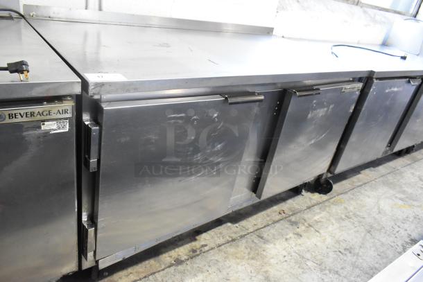 Beverage Air WTR60A stainless steel 2-door undercounter cooler with commercial casters, 115V, 1 Phase. Visible wear.