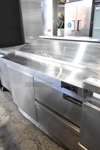 2019 Continental SW48-18M stainless steel prep table with 2 drawers, 1 door, 115V, commercial kitchen use.