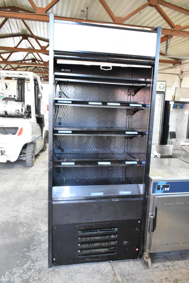 Structural Concepts Oasis B32EW metal grab-and-go merchandiser, commercial reach-in, 120V, 1 phase, black metal, good condition.