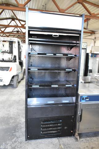 Structural Concepts Oasis B32EW metal grab-and-go merchandiser, commercial reach-in, 120V, 1 phase, black metal, good condition.