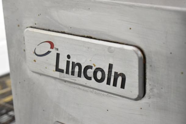 Lincoln Impinger 1132-000-D-KF017 stainless steel commercial electric countertop conveyor pizza oven, 208V, 3 phase.