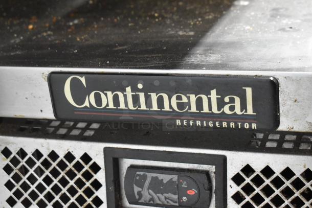 2018 Continental DL48G stainless steel 2-drawer chef base with commercial casters, 115V, 1 Phase, visible Continental branding.