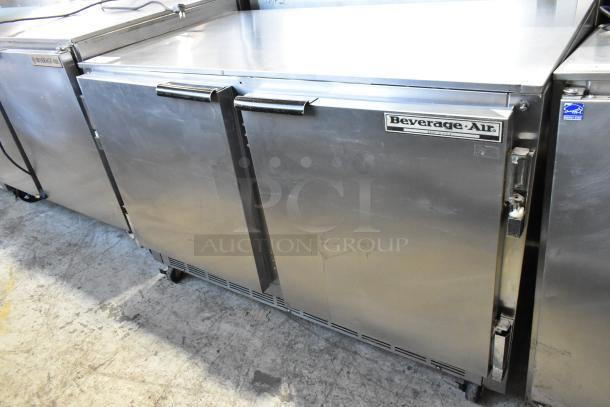 Beverage Air UCR48A stainless steel 2-door undercounter cooler on casters, 115V, 1 phase, commercial-grade, good condition.