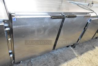 Beverage Air UCR48A stainless steel 2-door undercounter cooler on casters, 115V, 1 phase, in good condition.
