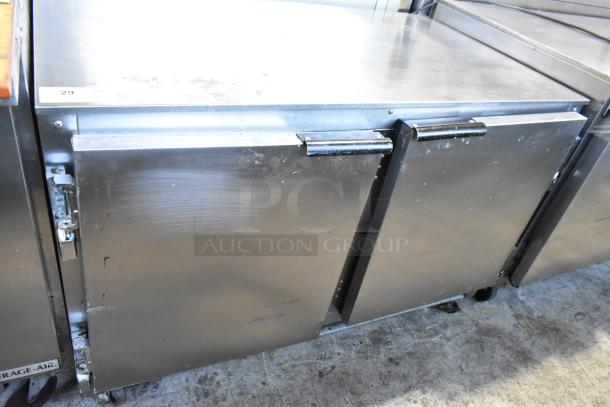 Beverage Air UCR48A stainless steel 2-door undercounter cooler on casters. Commercial use, 115V, 1 phase, minor surface wear.