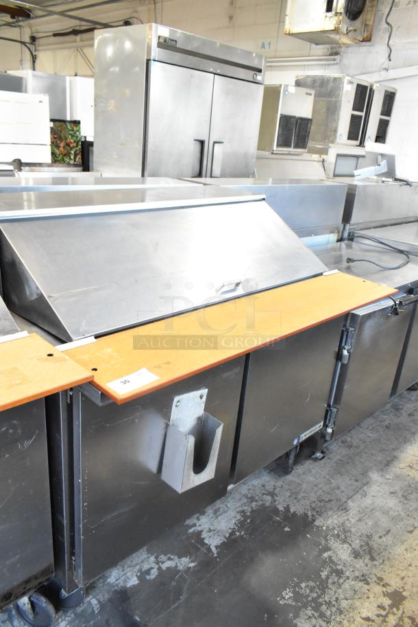 Beverage Air SPE48-18M-HMP stainless steel sandwich salad prep table with Bain Marie, on casters, 115V, 1 phase, good condition.