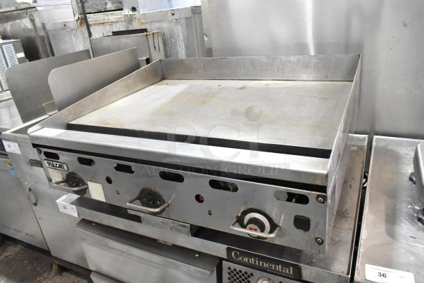 Vulcan MSA36-101 stainless steel griddle, natural gas, 81,000 BTU, commercial countertop, used, visible label.
