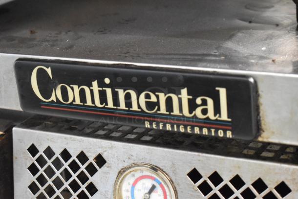 Continental Stainless Steel Commercial Chef Base, 2 Drawer, on Casters. Features Continental logo. 115V, 1 Phase.