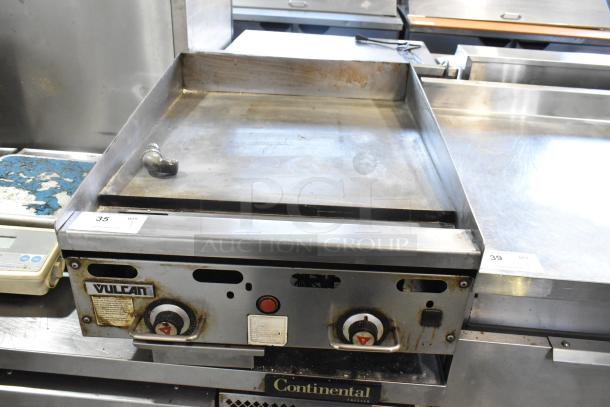 Vulcan MSA24-101 stainless steel countertop griddle, natural gas, 54,000 BTU, used condition with visible wear.